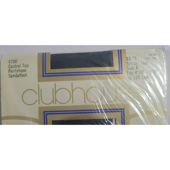 Macy's Clubhouse Control Top Pantyhose Womens Size A Tender Teal Blue Sandalfoot - Picture 5 of 5